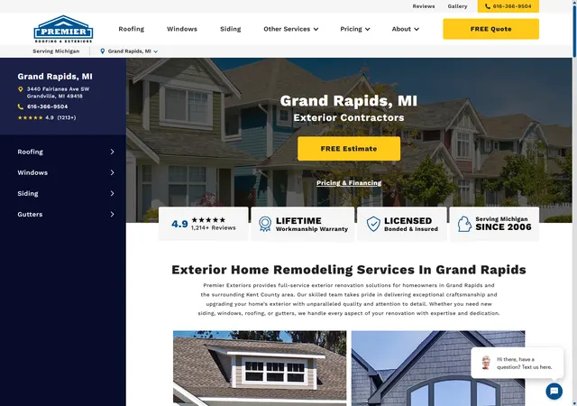 Painting company website layout example
